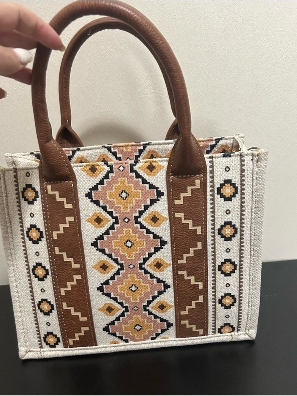Wrangler Tan & Cream Aztec Patterned Tote - Picture 3 of 9
